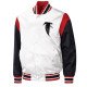Atlanta Falcons Throwback Warm Up Pitch White Varsity Satin Jacket