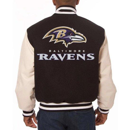 Baltimore Ravens Black and White Two-Tone Varsity Jacket