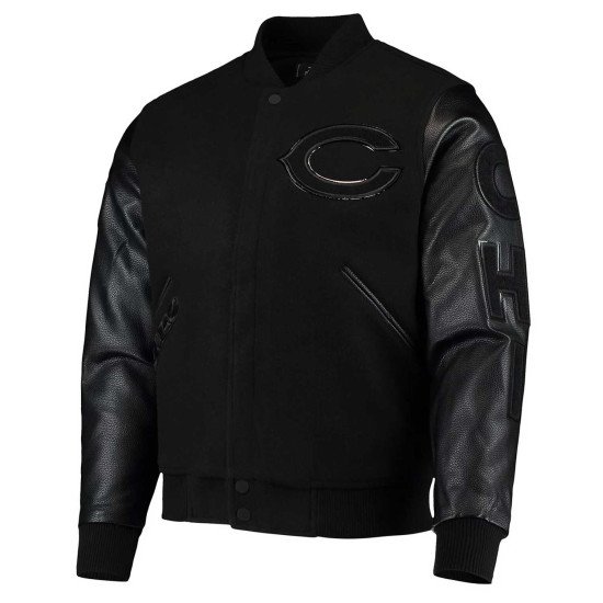 Black Chicago Bears Logo Varsity Jacket