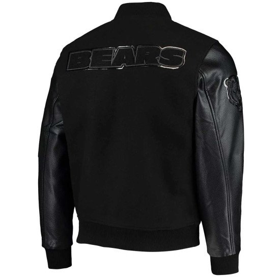 Black Chicago Bears Logo Varsity Jacket