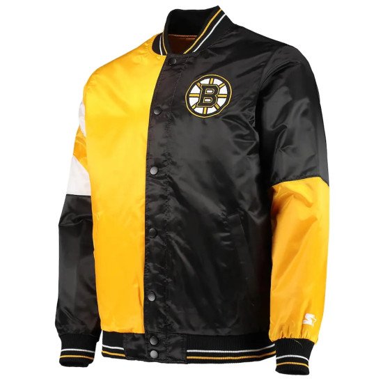 Black Gold Boston Bruins The Leader Satin Jacket