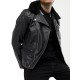Black Leather Biker Jacket With Faux Fur Collar