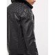 Black Leather Biker Jacket With Faux Fur Collar