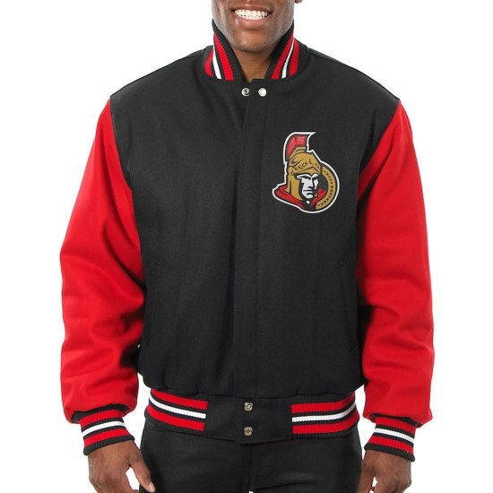 Black Red Ottawa Senators Varsity Wool Jacket