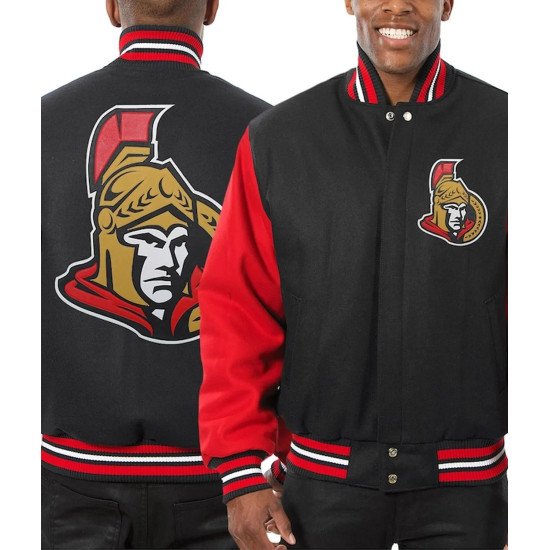 Black Red Ottawa Senators Varsity Wool Jacket