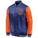 Blue Orange New York Knicks Iconic Tackle Satin Jacket