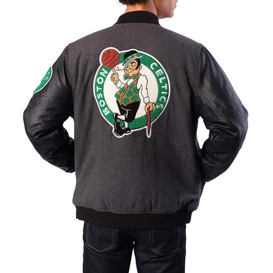 Boston Celtics Varsity Charcoal and Black Jacket
