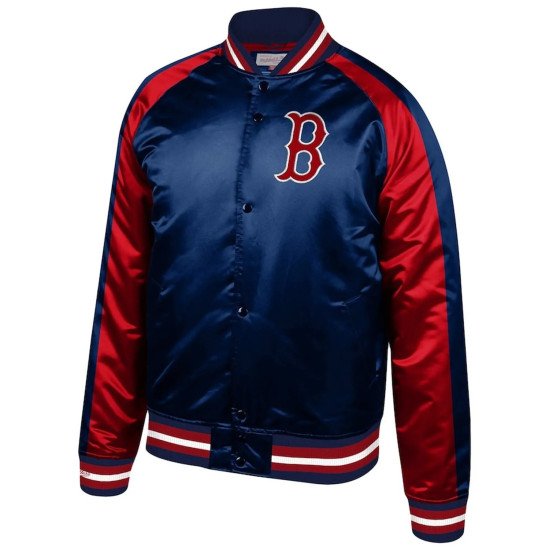 Boston Red Sox Navy Blue and Red Satin Jacket