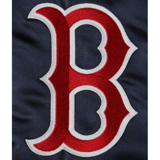 Boston Red Sox Navy Blue and Red Satin Jacket