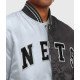 Brooklyn Nets Black and Gray Varsity Satin Jacket