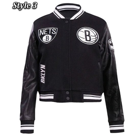 Brooklyn Nets Retro Classic Varsity Cream Jacket