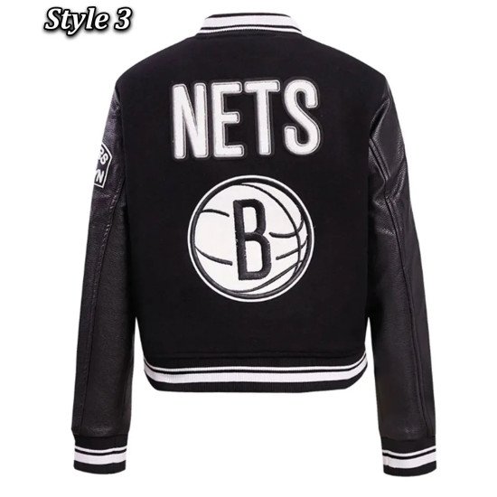 Brooklyn Nets Retro Classic Varsity Cream Jacket