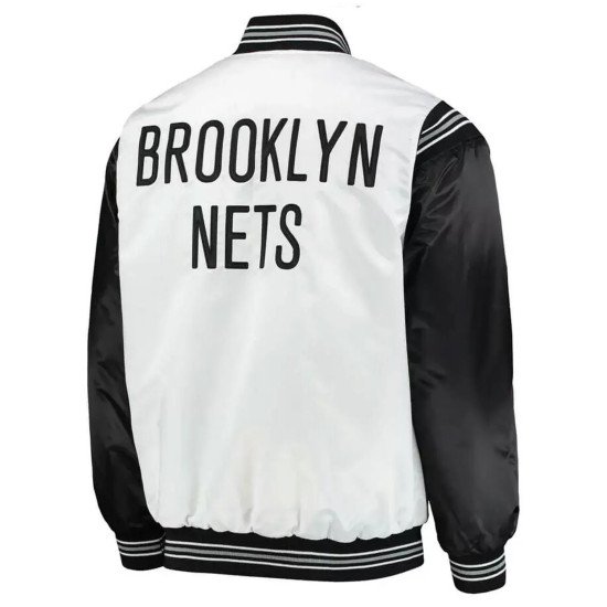 Brooklyn Nets White and Black Satin Jacket