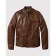 Brown Waxed Natural Pebbled Cowhide Leather Jacket