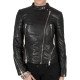 Cafe Racer Black Leather Biker Jacket