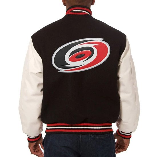 Carolina Hurricanes Black and White Two-Tone Varsity Jacket