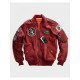 Carrier Air Wing Red Leather Bomber Jacket for Men