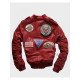 Carrier Air Wing Red Leather Bomber Jacket for Men