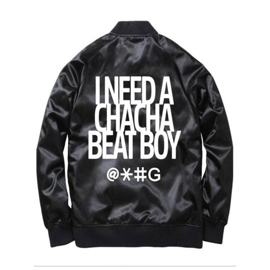 Cha Cha Beat Boy Black Bomber Satin Jacket