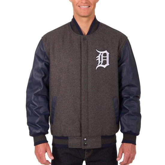Charcoal Navy Detroit Tigers Varsity Jacket