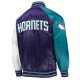 Charlotte Hornets Reliever Raglan Varsity Purple/Teal Satin Jacket