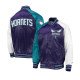 Charlotte Hornets Reliever Raglan Varsity Purple/Teal Satin Jacket