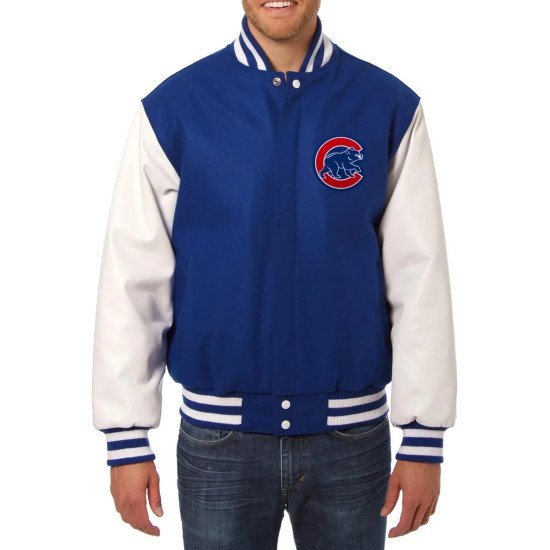 Chicago Cubs Royal Blue and White Two-Tone Varsity Jacket
