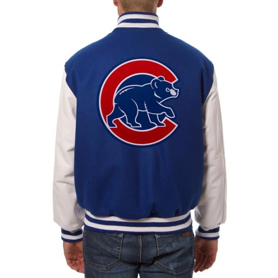 Chicago Cubs Royal Blue and White Two-Tone Varsity Jacket