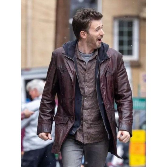 Chris Evans Red One Brown Leather Jacket