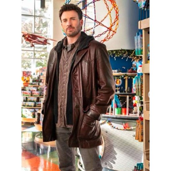 Chris Evans Red One Brown Leather Jacket