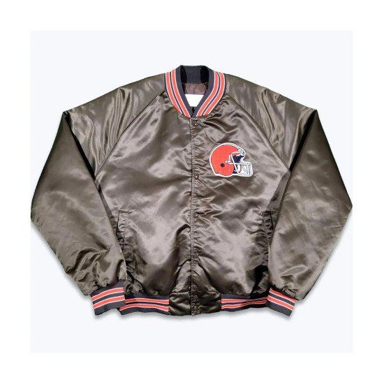 Cleveland Browns 80s Bomber Brown Satin Jacket
