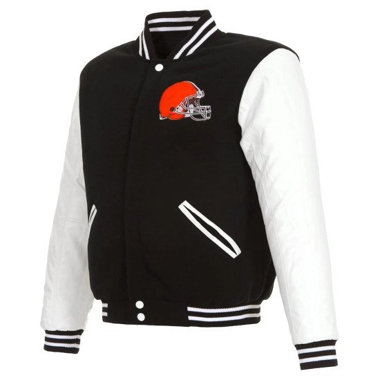 Cleveland Browns Black and White Varsity Jacket