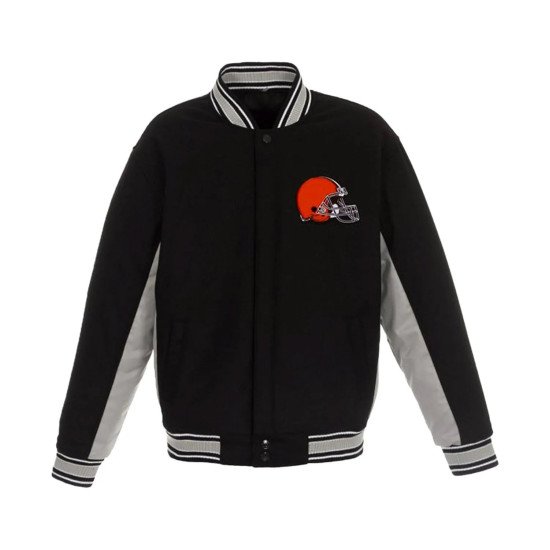 Cleveland Browns Varsity Black and Gray Wool Jacket