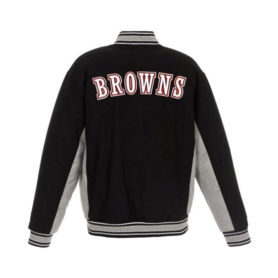 Cleveland Browns Varsity Black and Gray Wool Jacket