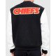 College Kansas City Chiefs Logo Black and White Varsity Jacket