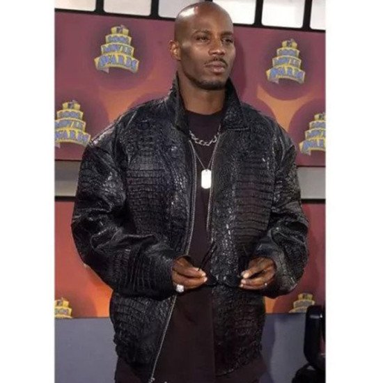 DMX Earl Simmons Alligator Black Leather Jacket