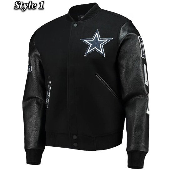 Dallas Cowboys Logo Black Letterman Jacket