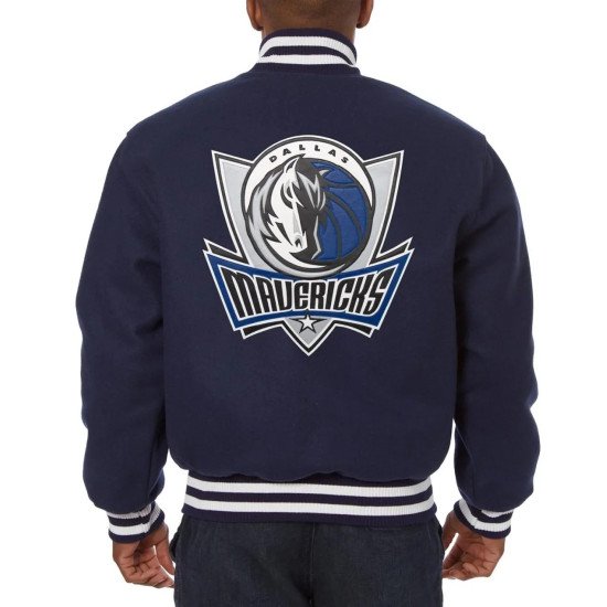 Dallas Mavericks Navy Blue Varsity Wool Jacket