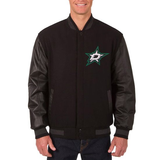 Dallas Stars Varsity Black Wool & Leather Jacket