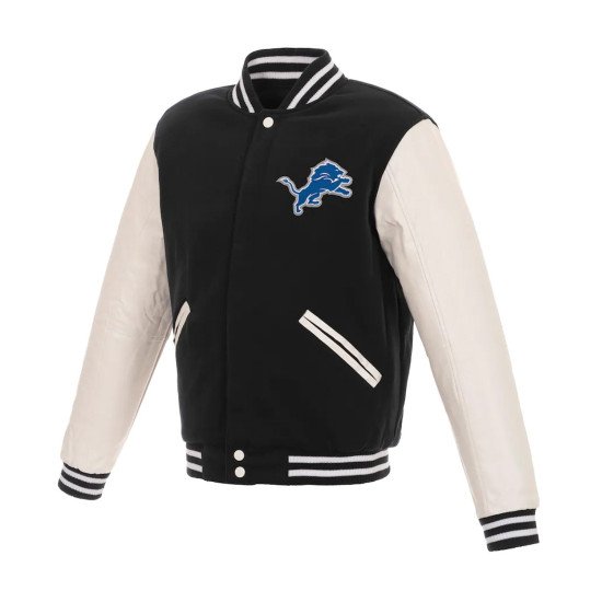 Detroit Lions Black and White Varsity Jacket