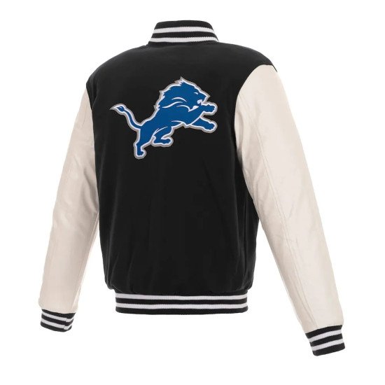 Detroit Lions Black and White Varsity Jacket