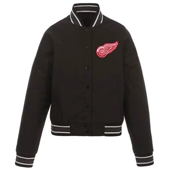 Detroit Red Wings Front-Hit Poly Twill Black Jacket