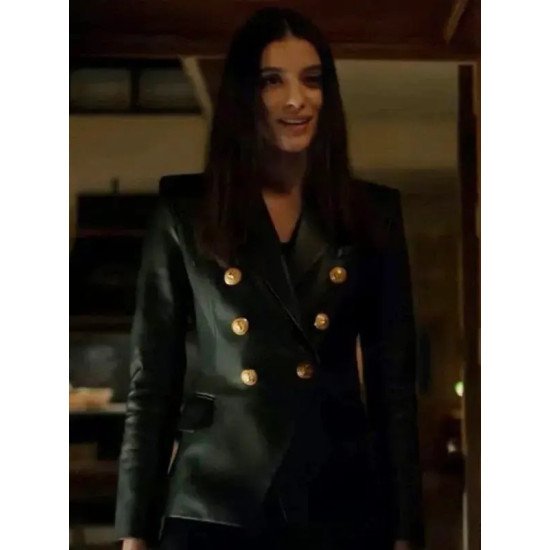Dodge Locke & Key S03 Laysla De Oliveira Black Leather Blazer