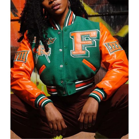 Florida A&M University Green and Orange Varsity Jacket