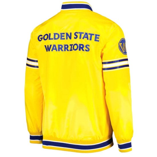 Golden State Warriors Slider Yellow Varsity Satin Jacket