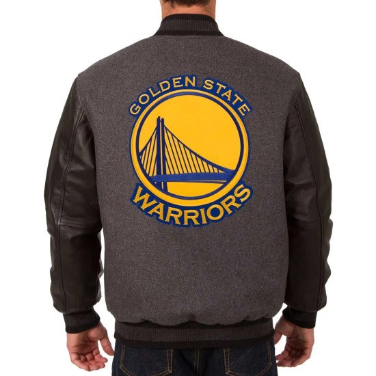 Golden State Warriors Varsity Charcoal and Black Jacket