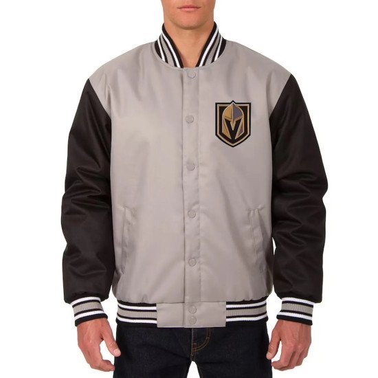 Gray Black Vegas Golden Knights Front Hit Poly Twill Jacket