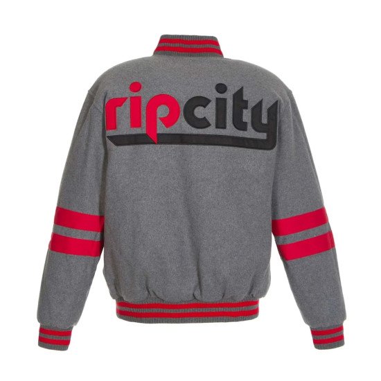 Gray Portland Trail Blazers Varsity Wool Jacket