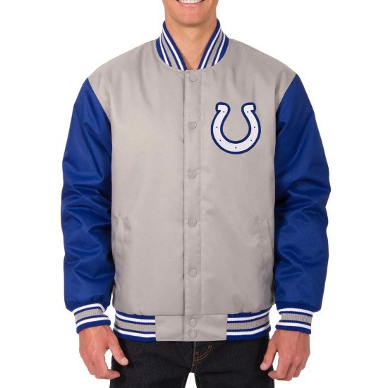 Gray Royal Indianapolis Colts Poly Twill Varsity Jacket
