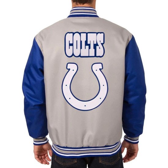 Gray Royal Indianapolis Colts Poly Twill Varsity Jacket